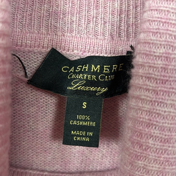 Charter Club Pink Cashmere Turtleneck Long Sleeve Sweater size S - Picture 5 of 8